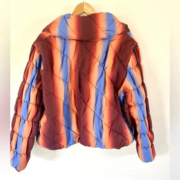 Find Me Now Aurora Puffer Copper Gradient Zip- Up Boxy Tencel Jacket Size XL/XXL - Picture 13 of 16
